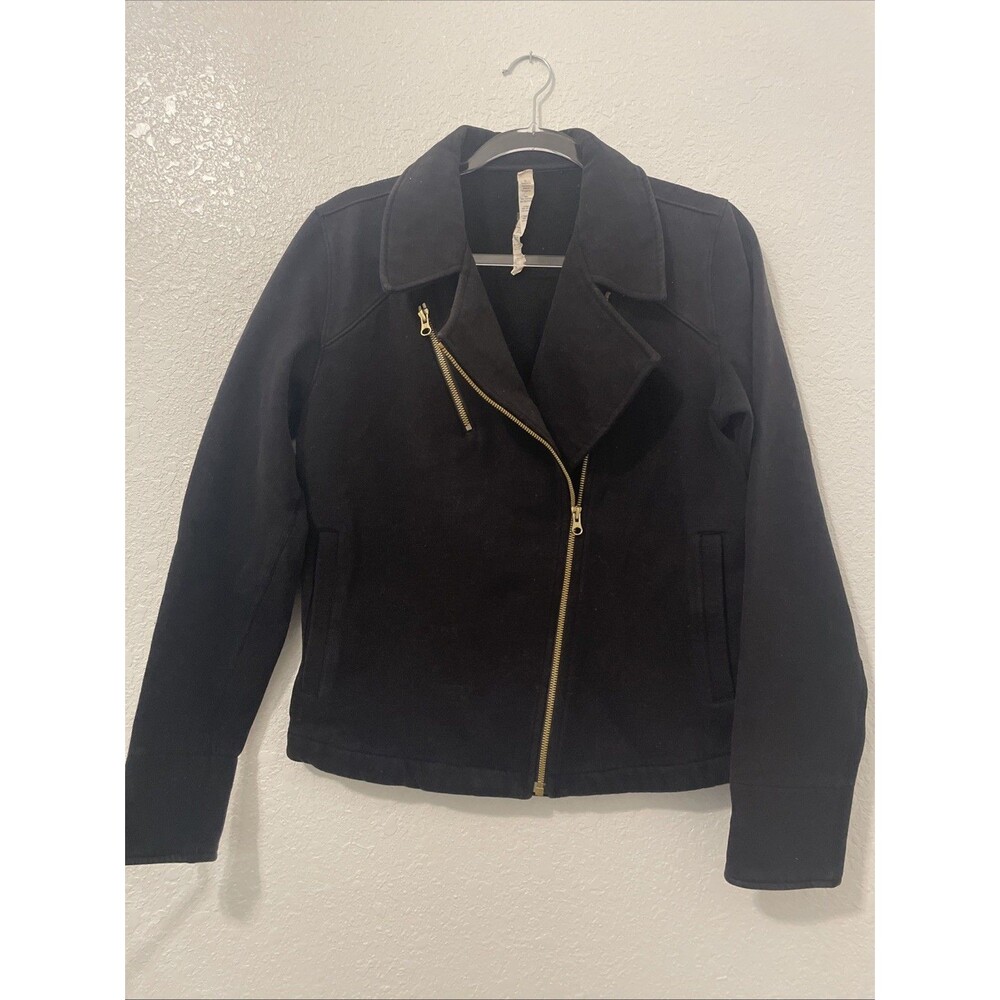 Lululemon Sz 8 Women’s Top Lab Shadow Jacket Fleece Moto Black Rocker Workout